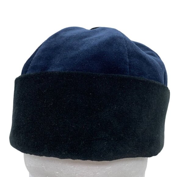 Hildegard Gunzel Doll Hat Blue Black Velvet Fold Up Brim Beanie Made In USA #4 - Picture 2 of 10